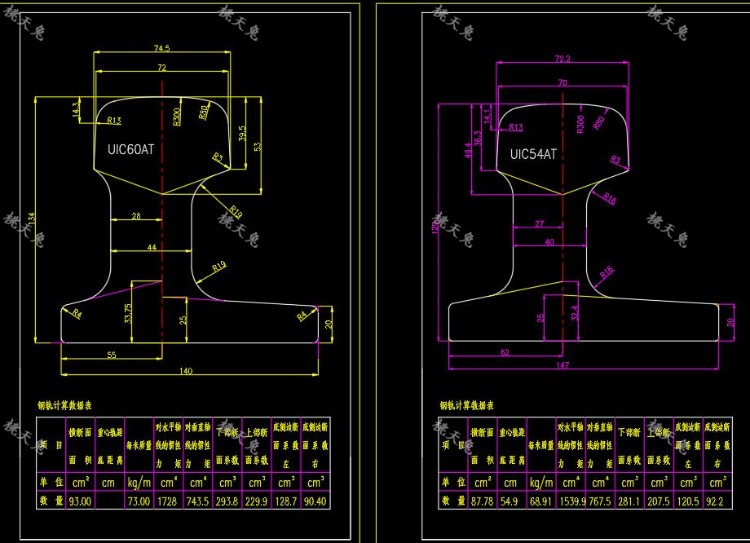 钢轨断面图图册集设计CAD图纸 - 图3