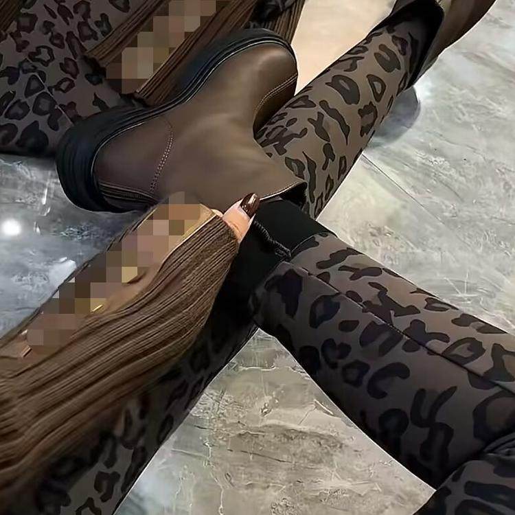 2025秋冬新款高腰性感加绒豹纹打底裤女显瘦外穿弹力小脚休闲裤潮,淘宝优惠券,粉丝福利购,淘宝优惠卷