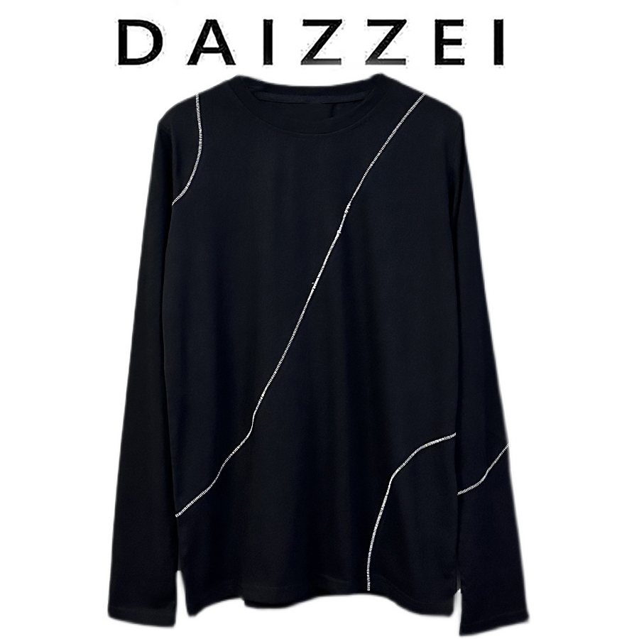 DAIZZEI~高品质长袖上衣女秋装新款明线装饰设计感小众百搭T恤潮