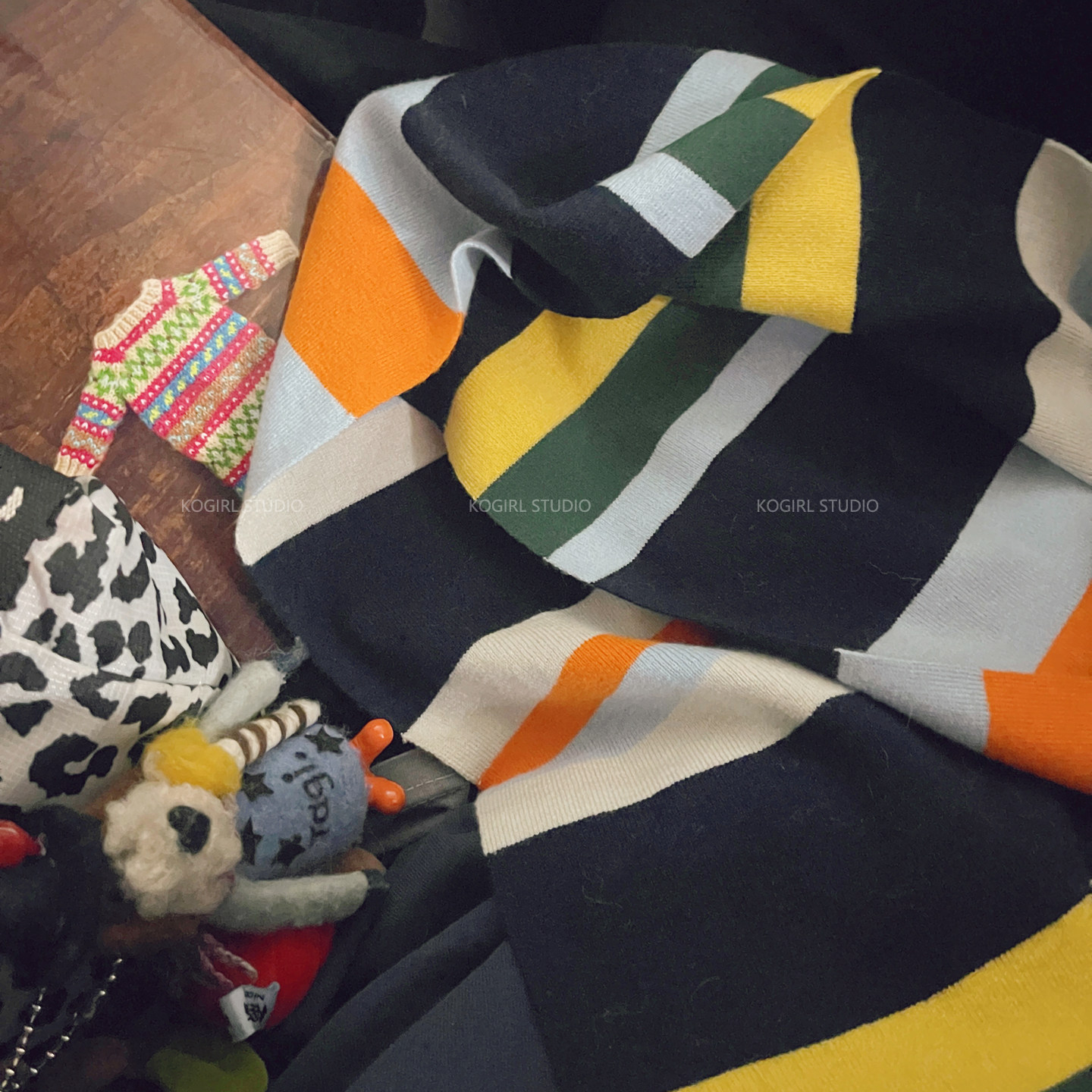 KOGIRL搭配色彩冬季撞色条纹围巾保暖围脖女柔软舒适,淘宝优惠券,粉丝福利购,淘宝优惠卷