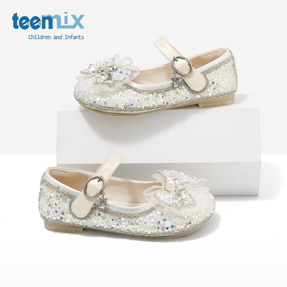 天美意女童小皮鞋艾莎公主鞋儿童水晶鞋2025新款春季女宝软底单鞋,淘宝优惠券,粉丝福利购,淘宝优惠卷