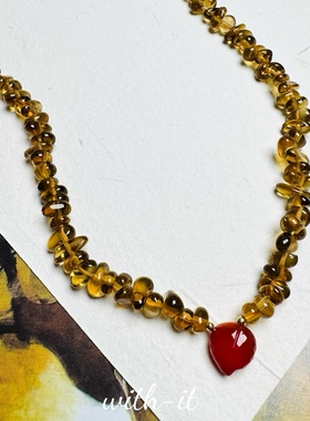 with it黄水晶橙玉髓项链拼撞色随形糖豆意大利风珠宝彩宝珠串208