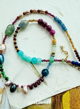 with it淡水珍珠彩色项链珠串叠戴明星同款原创意大利风半宝石130