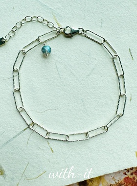 with it意大利S925银项链回形针项链闪闪车花银色拉长石手链202