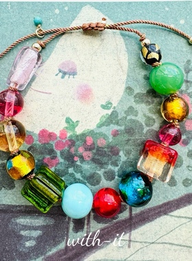 with it琉璃珠手链编织大圆珠彩色转运珠手串叠戴意大利欧美风162