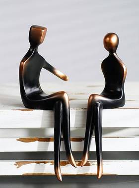 现代简约抽象人物情侣雕塑桌边摆件售楼处客厅家居电视柜玄关装饰