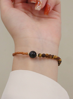 进口天然虎眼石手链气质小众高级感饰品橄榄女款和田玉手串手饰