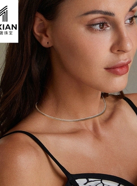 美汝仙 新款简约印制编织项链s925纯银镀白金百搭饰品首饰基础