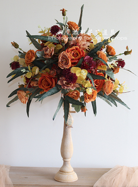 橱窗木质布景道具摆件仿真桌花