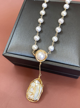 淡水珍珠14注金手工链巴洛克