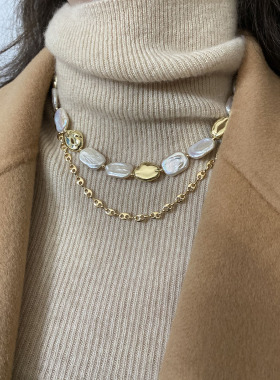 L.RUBY巴洛克珍珠叠带项链耳钉