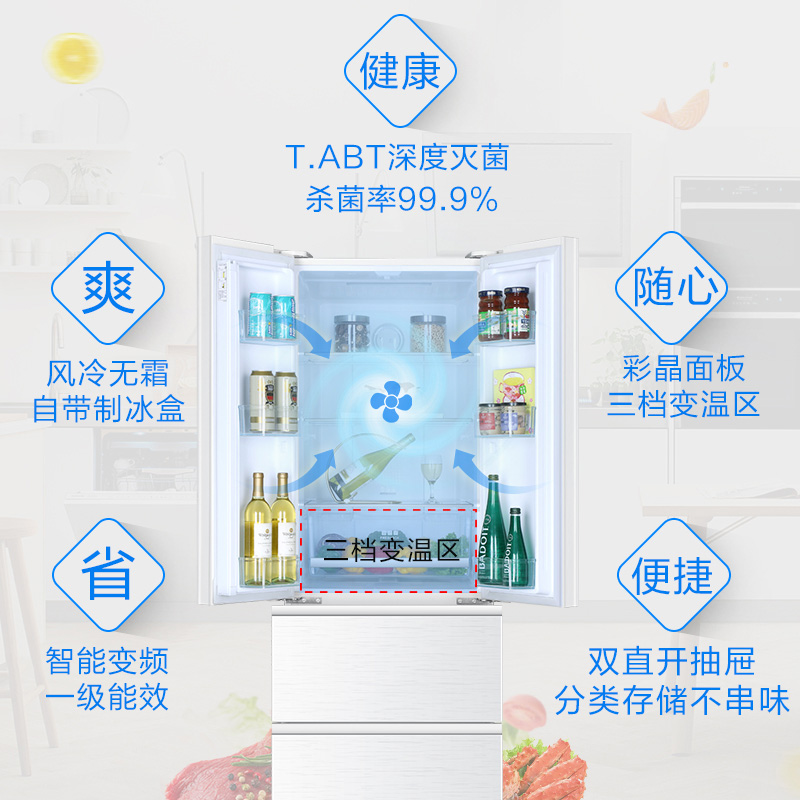 升法式多门四门对开门家用变频风冷无霜白色 BCD342WDGY 海尔冰箱 升法式多门四门对开门家用变频风冷无霜白色 BCD342WDGY 海尔冰箱