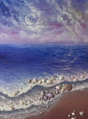 【原创手绘】海滩风景治愈装饰画