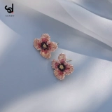 Серьги, небольшие дизайнерские клипсы, в цветочек, серебро 925 пробы, 2024 года, тренд сезона