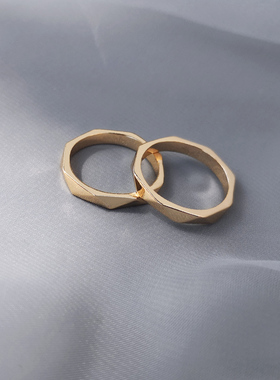素圈戒指小众设计情侣高级感菱格