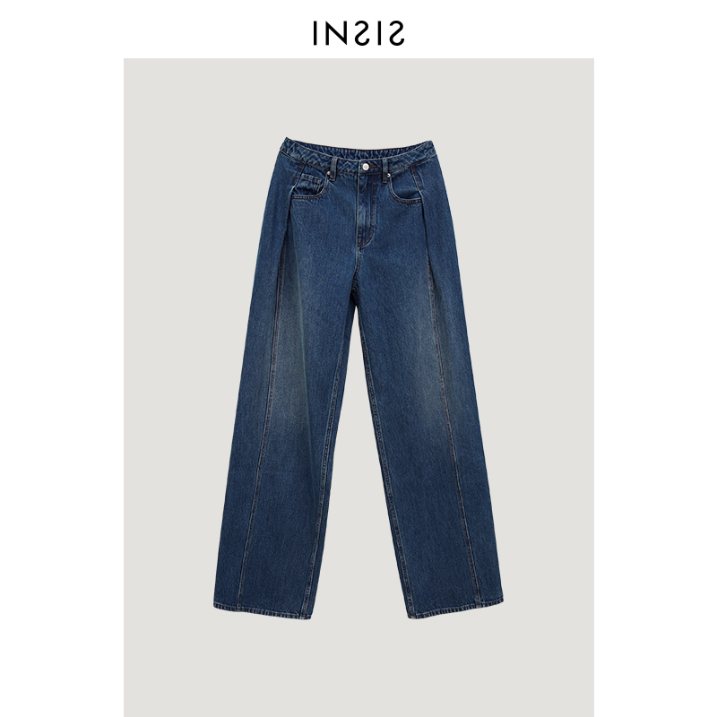[新品8折]insis femme叠22阔腿裤 insisfemme牛仔裤