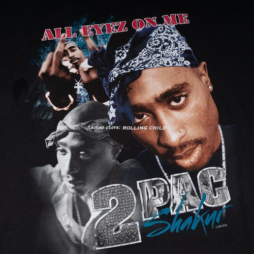 正版Tupac 2PAC图派克vintage说唱嘻哈摇滚乐队短袖T恤e官方现行-图0