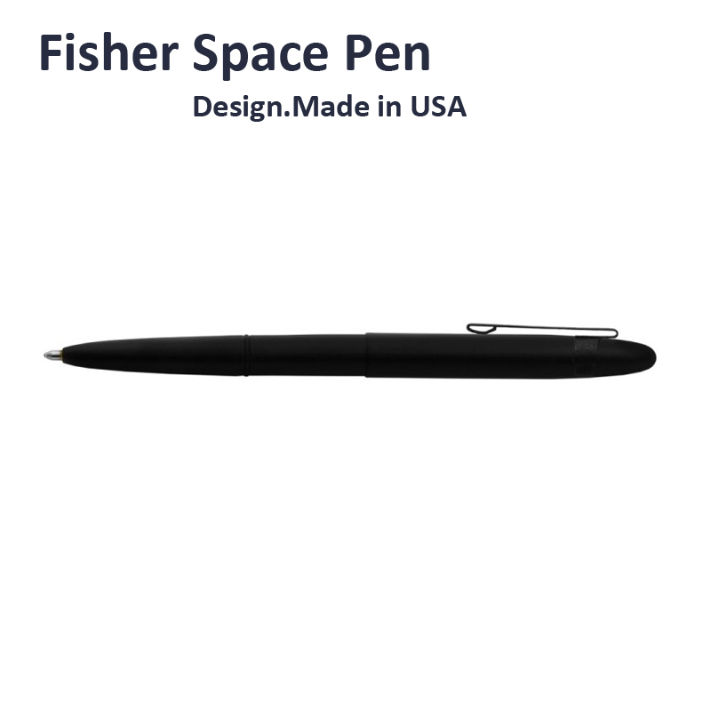 Fisher Space Pen美国飞梭子弹型笔夹太空笔 磨砂黑色金属签字笔 - 图0