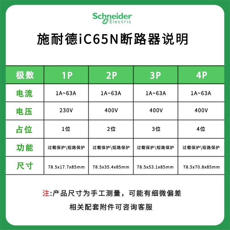 【原装正品】施耐德断路器 IC65H 1P D63A  空开 A9F29163 - 图1