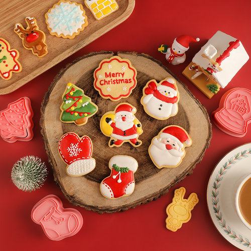 圣诞饼干模具姜饼人diy材料糖霜曲奇翻糖烘焙圣诞节老人树屋家用 - 图0