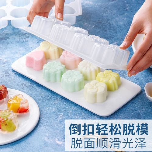 果冻模具做白凉粉儿布丁专用自制儿童食品级花造型家用烘焙工具 - 图2