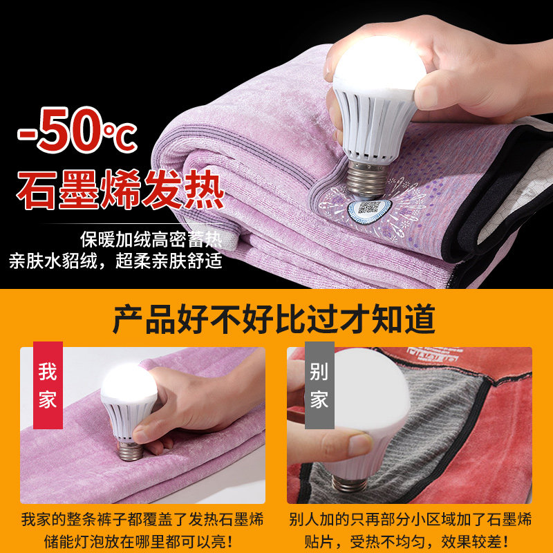 石墨烯棉裤女外穿冬季加绒加厚 沪元素打底裤