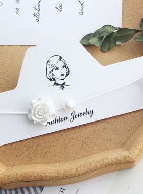 仙女纯欲风chocker项圈玫瑰花朵珍珠锁骨链蕾丝绑带choker项链