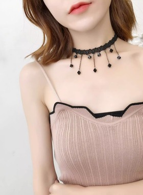 黑色锁骨链网红脖子颈链