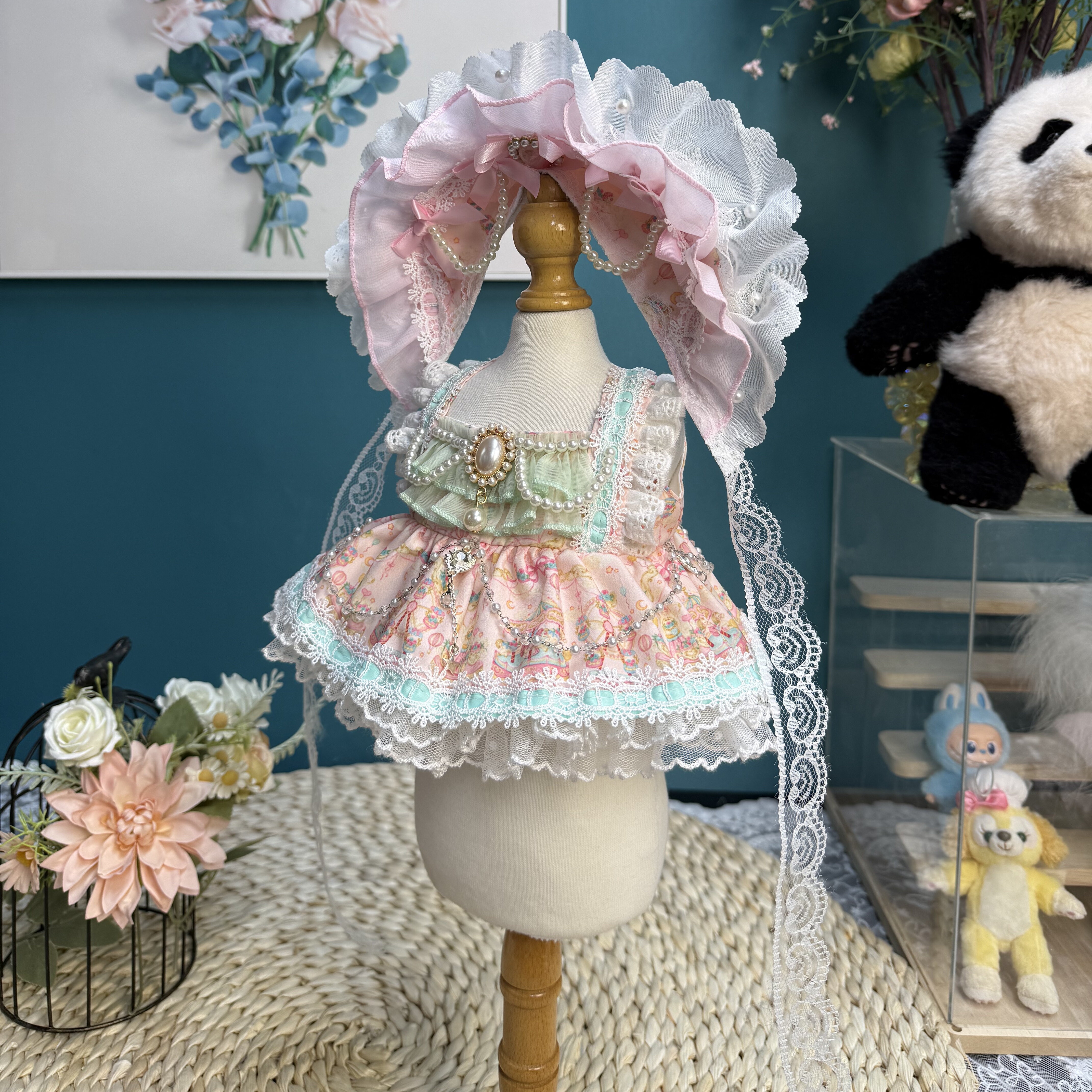 DANI高定手工粉色公主裙13英寸星黛露40cm棉花娃娃衣服大头渝爱裙 - 图0