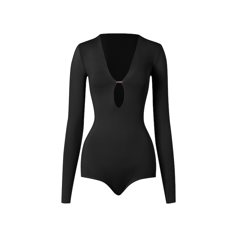 ZYM【豆蔻】上衣v领高级版拉丁舞练功服连体金属logo点缀25085 - 图3