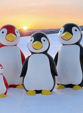 户外卡通企鹅玻璃钢雕塑摆件