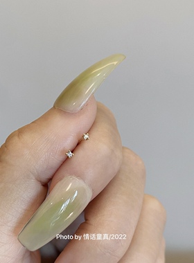 金色极小锆石纯银耳钉女