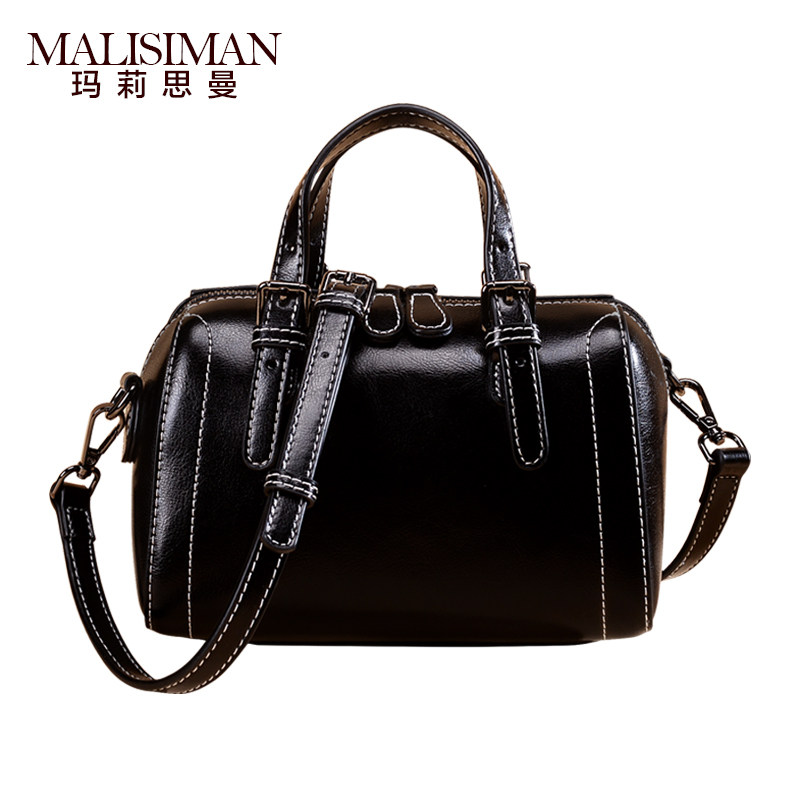 玛莉思曼女2019新款真皮波士顿包 玛莉思曼女士包袋