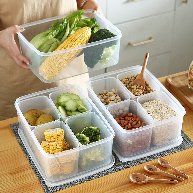 塑料冰箱保鲜盒厨房透明分格带盖水果食品储物盒密封配料收纳盒子 - 图2