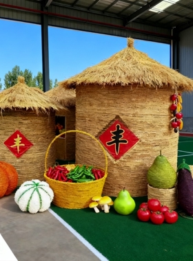 新款稻草谷仓稻草粮仓工艺品影视展示装饰道具造型谷仓