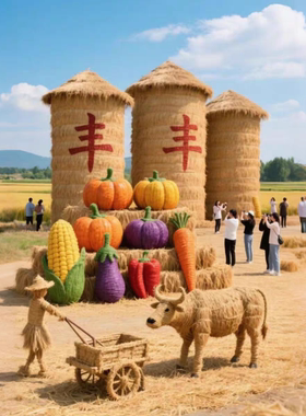 稻草人景观雕塑草编艺术品