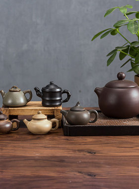 窑变迷你小茶壶可养玩指尖壶茶宠袖珍茶玩功夫茶具家居摆件把把壶