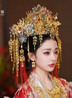 金色中式古风汉服凤冠霞帔发饰