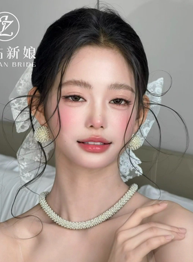 项链2026新款康康造型同款新娘饰品日韩千金名媛高级珍珠耳环套装