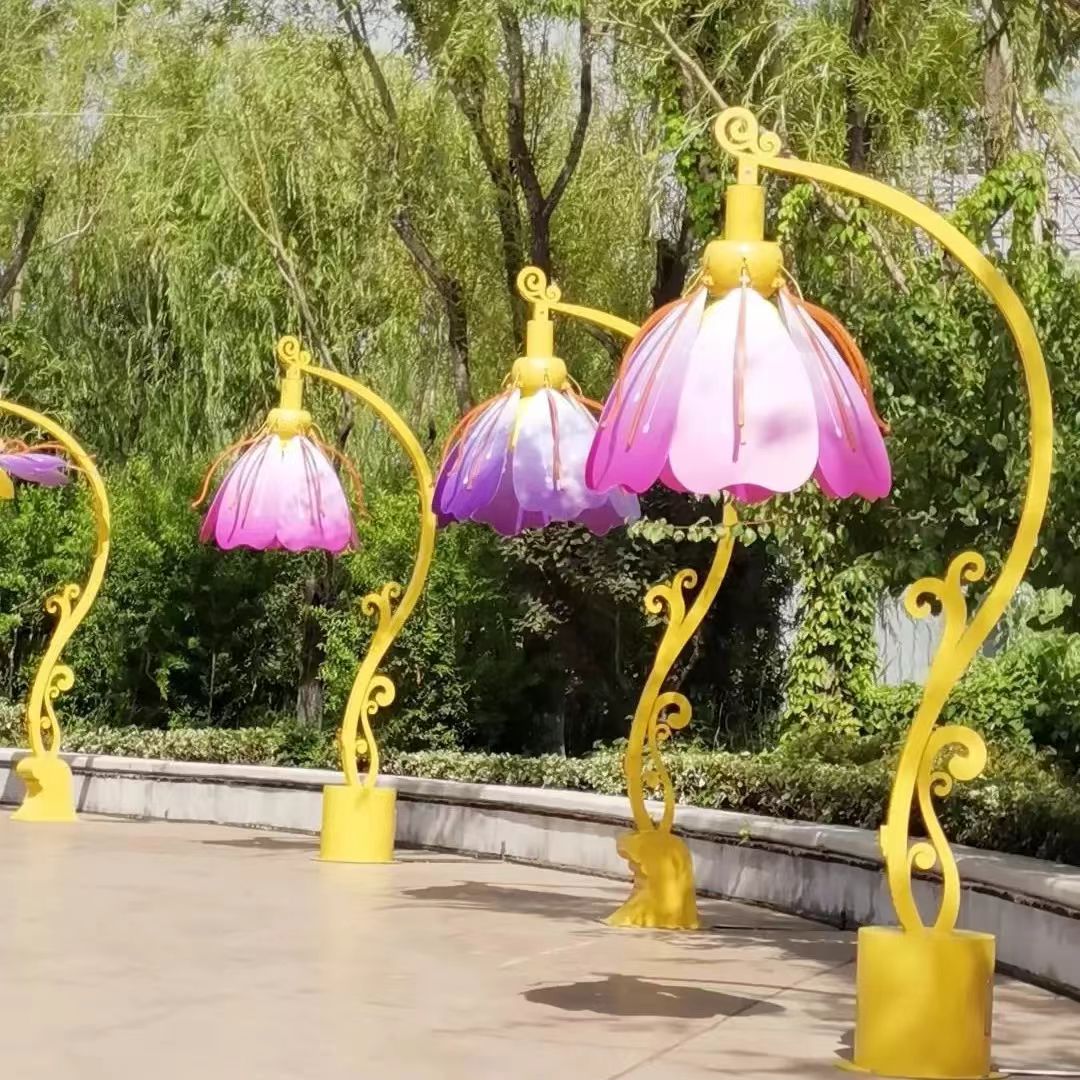 自动感应花户外景区商业街游乐园红外人体亚克力互动机械开合花灯 - 图3