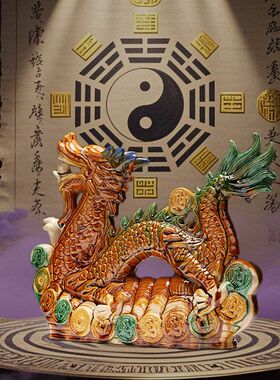 唐三彩陶瓷龙摆件化缺角补角