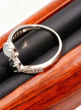 9221幂幂同款双蛋翡翠纯银戒指