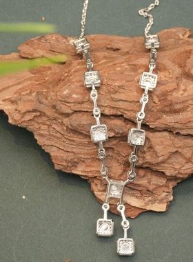 天然缅甸翡翠货镶钻时尚方形宫廷