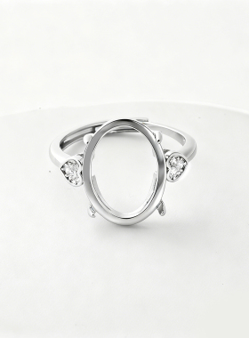 戒托空托精工女戒指空托韩版diy镶嵌宝石戒面开口戒托女12.6*15.5