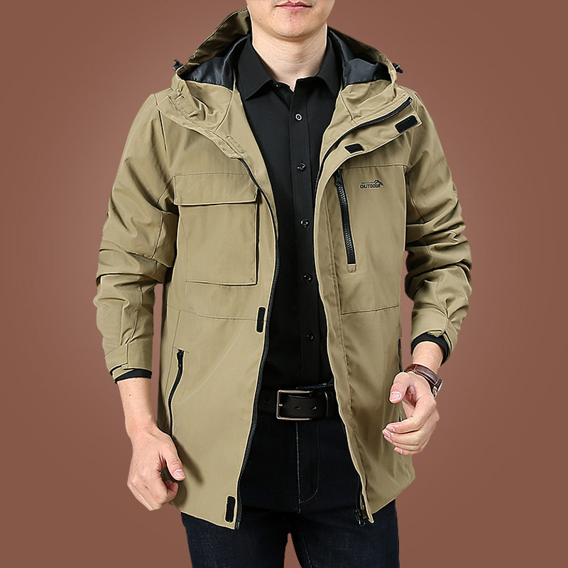 冲锋衣春秋季中年男士中长款夹克 kpb夹克