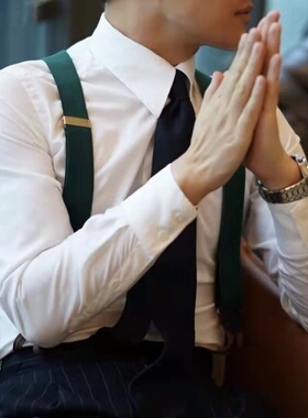 男商务纽扣英伦风吊裤带背带夹