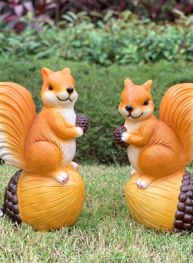 仿真松鼠发光摆件庭院草坪微景观造景户外花园林动物雕塑装饰小品