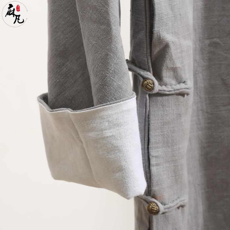 中式复古掌柜长衫男款立领盘扣旗袍改良民国长袍马褂国风相声大褂 - 图2