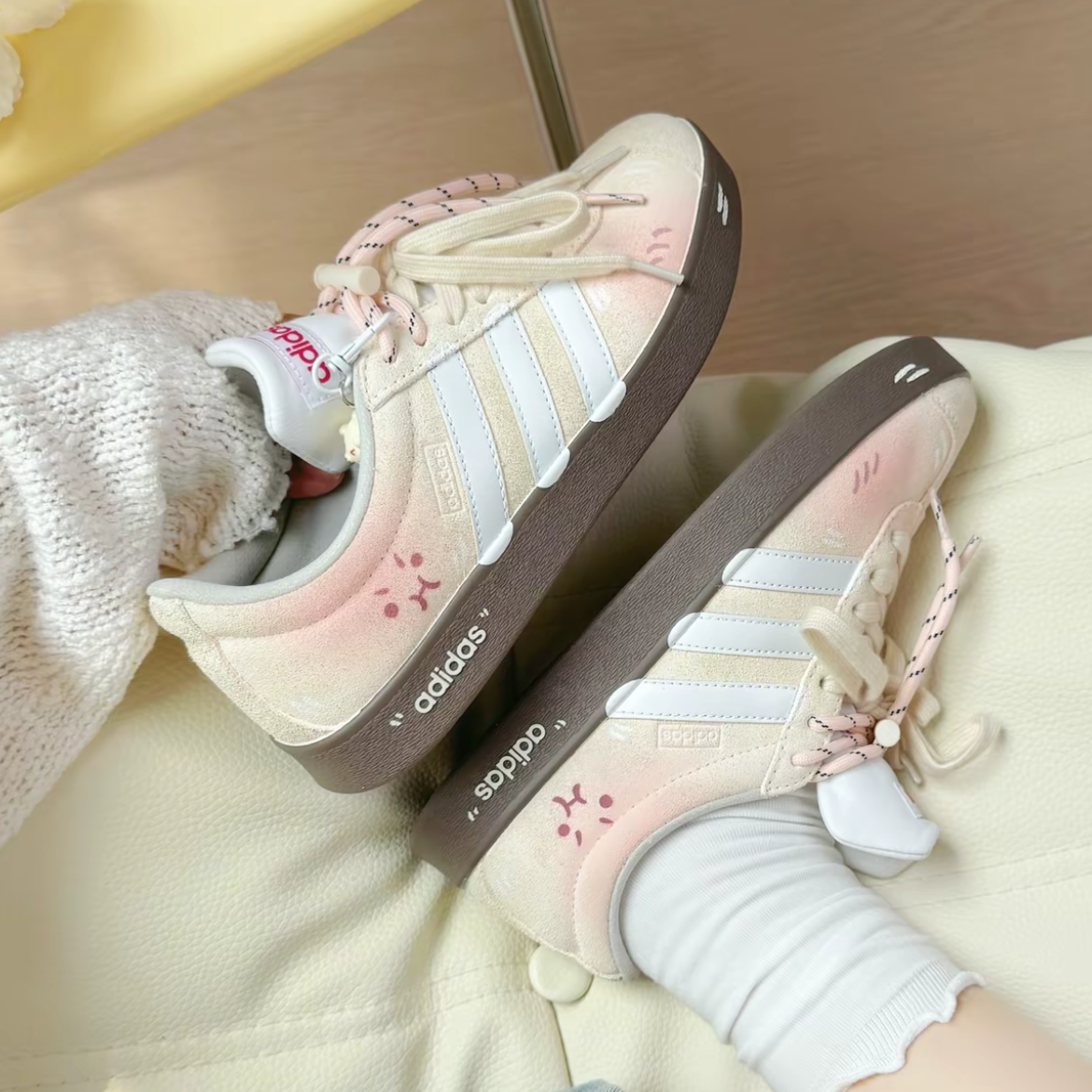 定制球鞋adidas VL COURT 2.0奶黄包 甜甜可爱 清新简约 低帮板鞋,淘宝优惠券,粉丝福利购,淘宝优惠卷