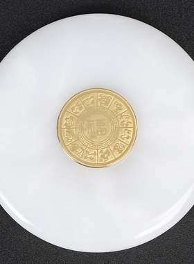 鼎风阁2026马年吉祥物属龙福龙添吉摆件招财汉白玉平安扣客厅装饰